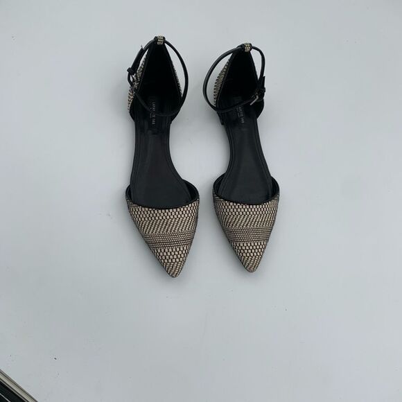 Lafayette 148 New York D’Orsay Black and Cream Patterned Flats Womans size 8/38 - Picture 3 of 13